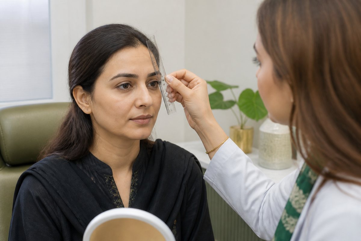 Eyebrow shape and single-hair graft direction planning